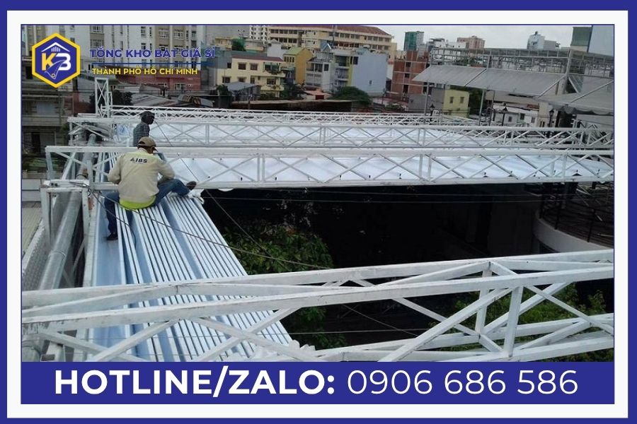 Các bước thi công mái bạt xếp lượn sóng