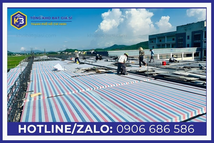 Kỹ thuật trải bạt sọc Mã Lai lót sàn đổ bê tông đúng cách