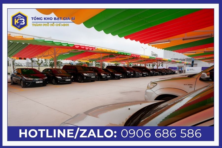 Lắp đặt bạt mái xếp lượn sóng​ cho nhà xe ngoài trời